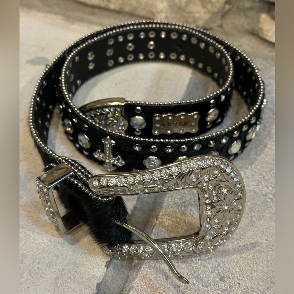 Atlas Bling Black Cowhide Belt